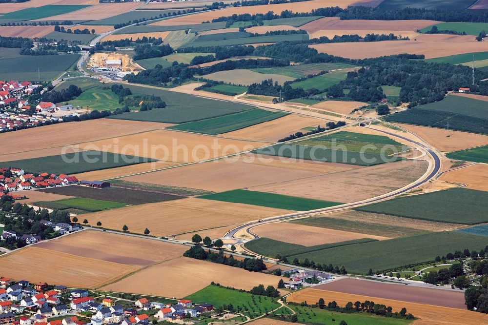 Aerial photograph Altdorf - Construction of the bypass road in in Altdorf in the state Bavaria, Germany