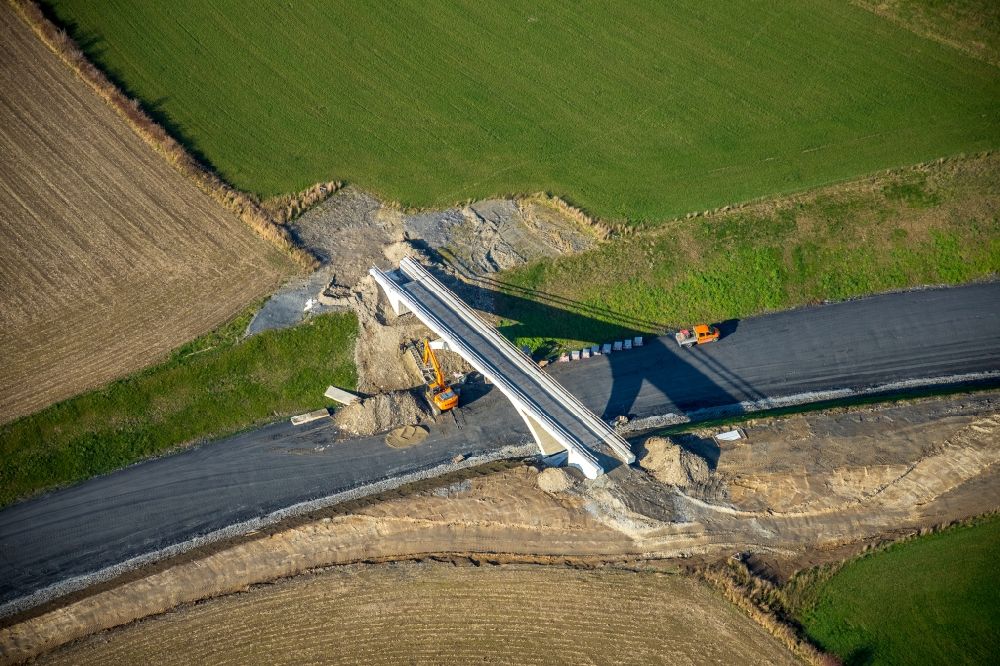 Aerial image Bad Fredeburg - Construction of the bypass road in in Bad Fredeburg in the state North Rhine-Westphalia, Germany