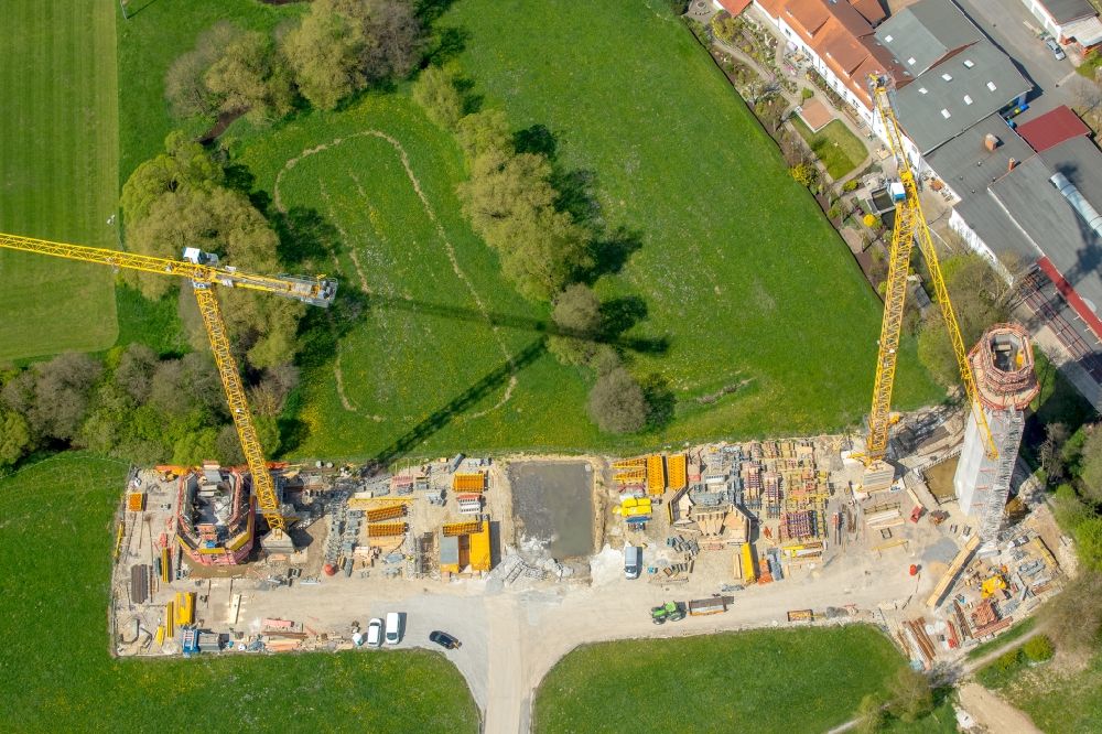 Aerial image Bad Wünnenberg - Construction of the bypass road bridge Aftetalbruecke in in Bad Wuennenberg in the state North Rhine-Westphalia