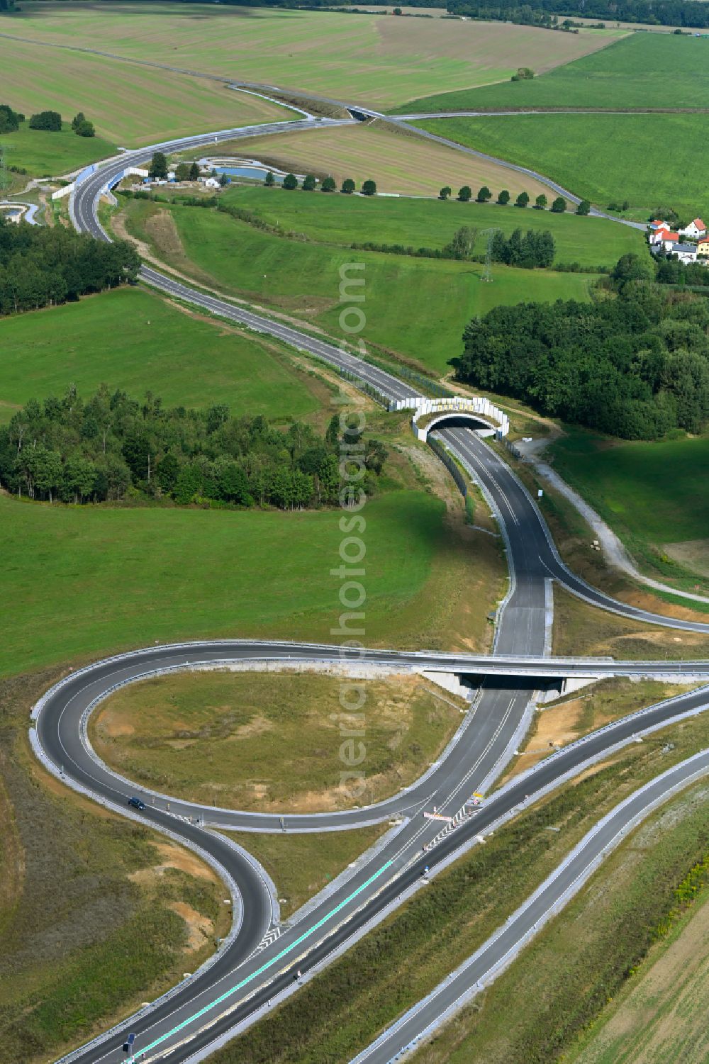 Aerial image Feldschlößchen - Construction of the bypass road in in Feldschloesschen in the state Saxony, Germany