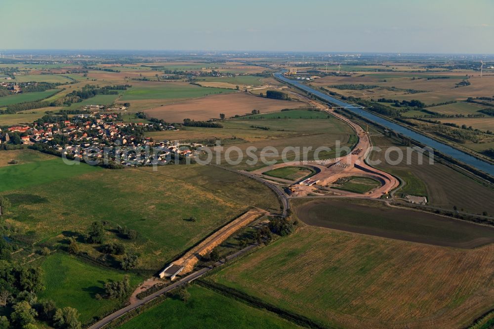 Aerial photograph Haldensleben - Construction of the bypass road in in Haldensleben in the state Saxony-Anhalt, Germany