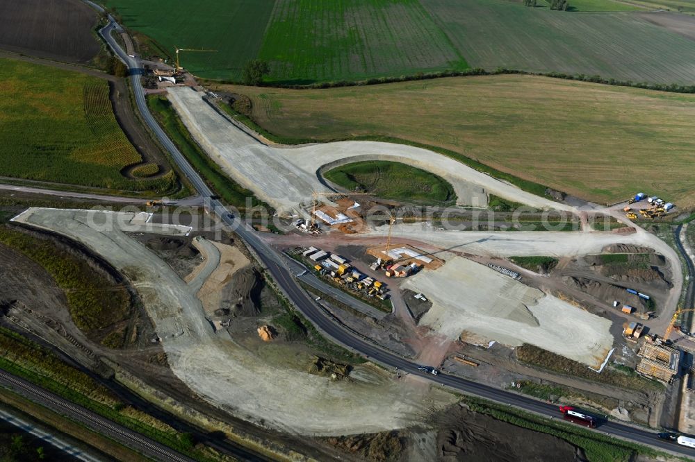 Haldensleben from the bird's eye view: Construction of the bypass road in in Haldensleben in the state Saxony-Anhalt, Germany