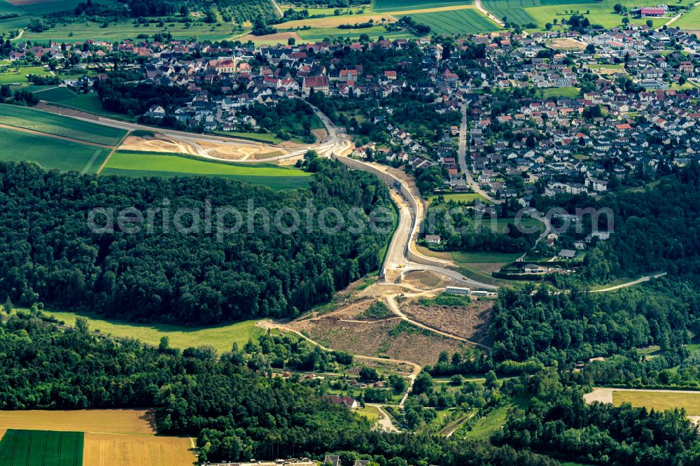 Aerial image Horb am Neckar - Construction of the bypass road in in Horb am Neckar in the state Baden-Wuerttemberg, Germany