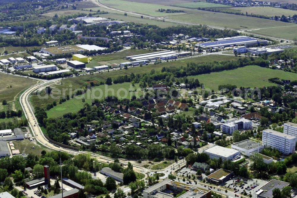 Stahnsdorf from above - Construction of the bypass road L77 n in the district Gueterfelde in Stahnsdorf in the state Brandenburg, Germany