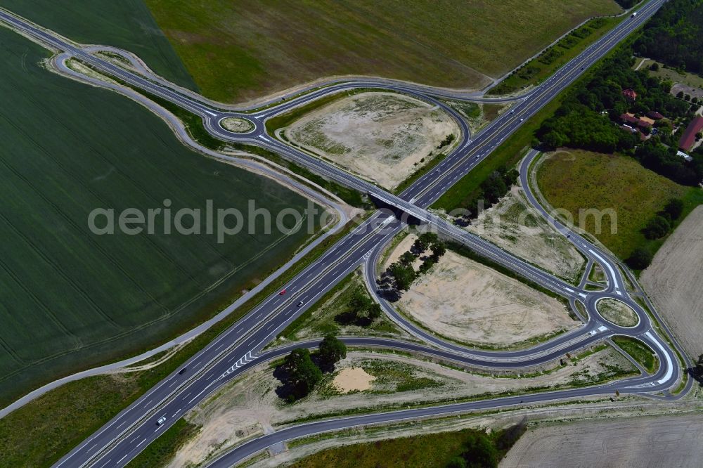 Aerial image Stahnsdorf - Construction of the bypass road L77 n in the district Gueterfelde in Stahnsdorf in the state Brandenburg, Germany