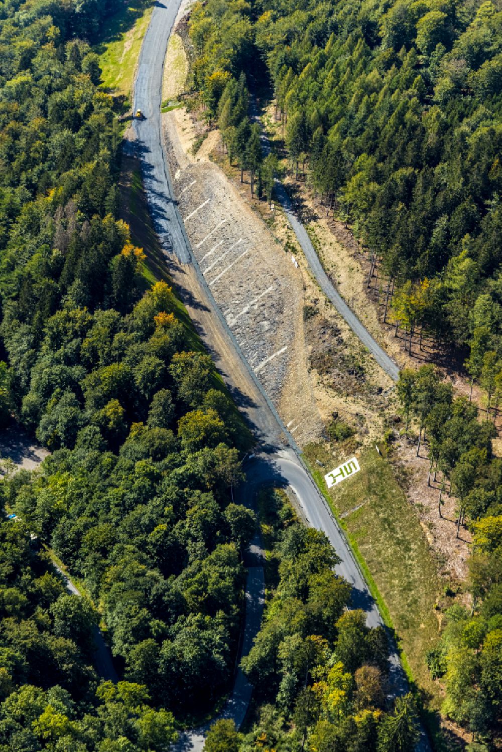 Aerial image Schmallenberg - Construction of the bypass road in in Schmallenberg at Sauerland in the state North Rhine-Westphalia, Germany