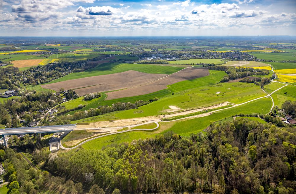 Aerial image Hösel - Construction of the bypass road of Lilienstrasse - Nottberg in Hoesel at Ruhrgebiet in the state North Rhine-Westphalia, Germany