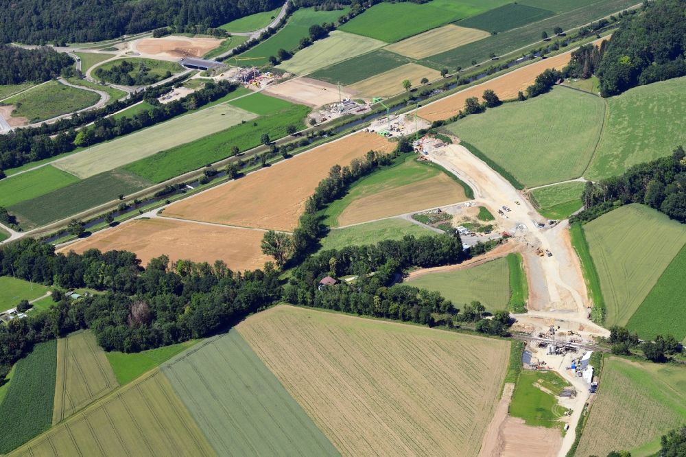 Aerial image Lauchringen - Construction of the bypass road in in Lauchringen in the state Baden-Wuerttemberg, Germany