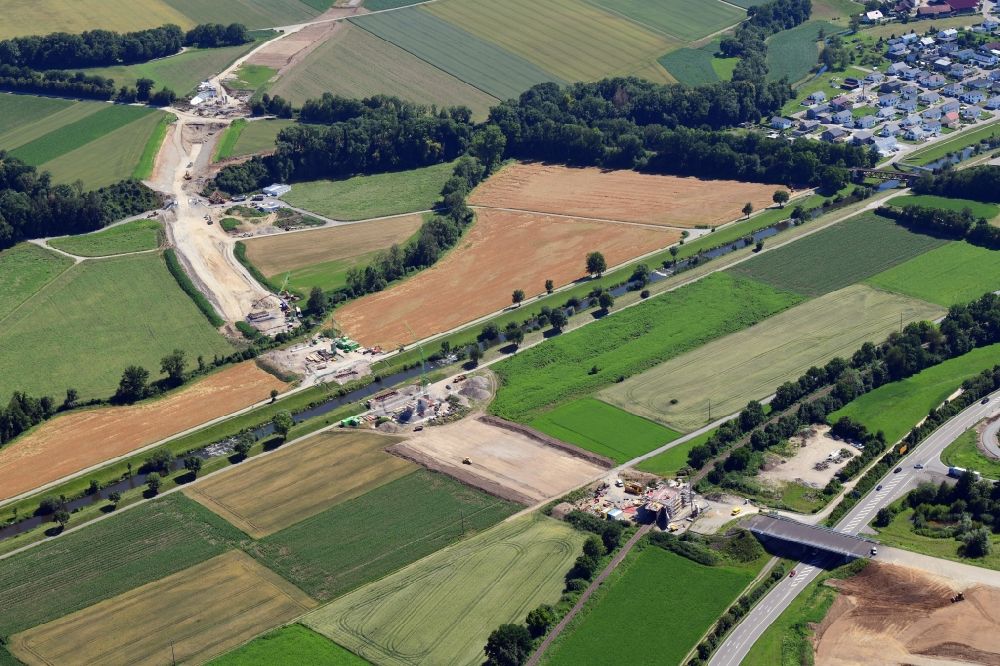 Lauchringen from the bird's eye view: Construction of the bypass road in in Lauchringen in the state Baden-Wuerttemberg, Germany