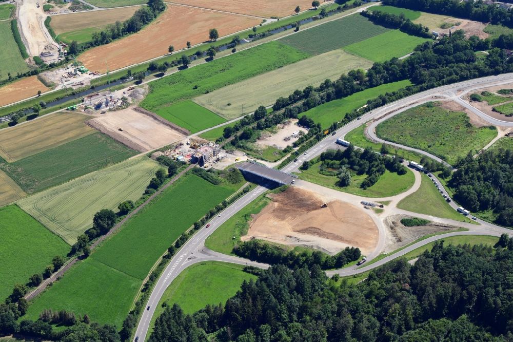 Aerial image Lauchringen - Construction of the bypass road in in Lauchringen in the state Baden-Wuerttemberg, Germany
