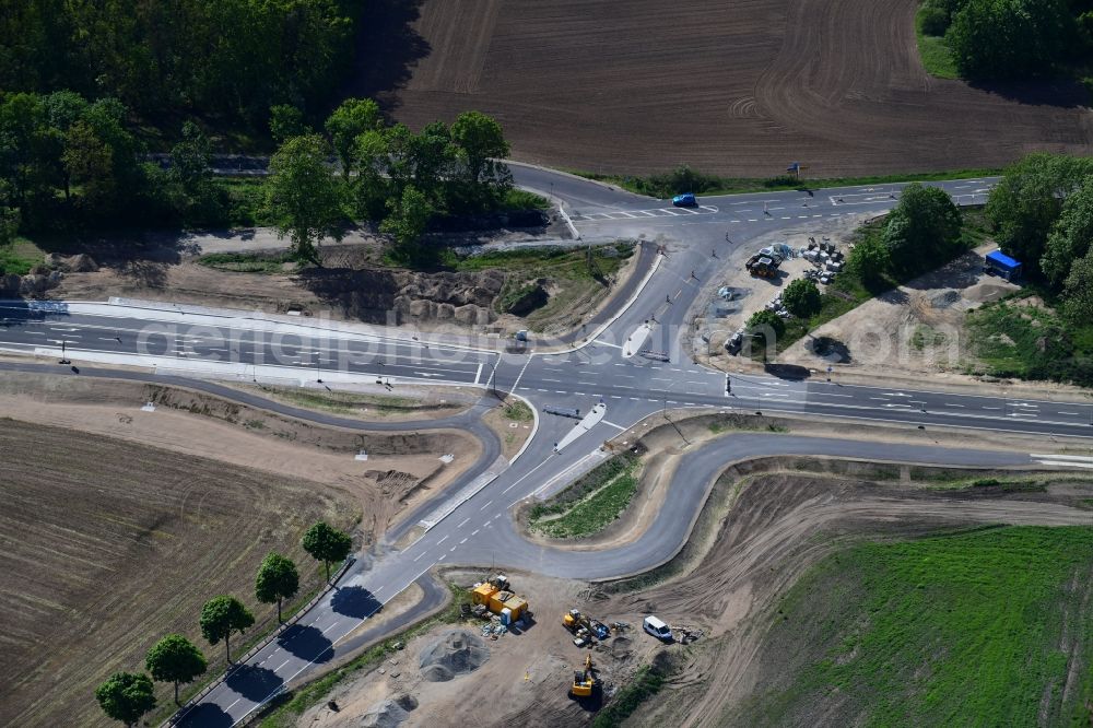 Aerial photograph Schmerzke - Construction of the bypass road in in Schmerzke in the state Brandenburg, Germany