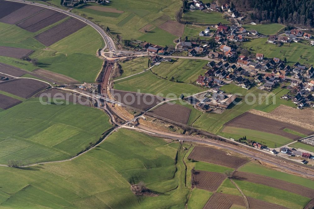 Aerial image Winden im Elztal - Construction of the bypass road in in Winden im Elztal in the state Baden-Wurttemberg, Germany