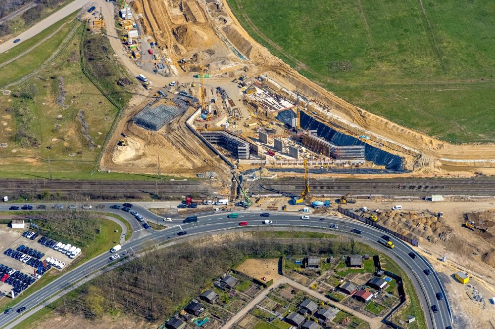 Wesel from the bird's eye view: Construction of the South bypass road in in Wesel at Ruhrgebiet in the state North Rhine-Westphalia, Germany