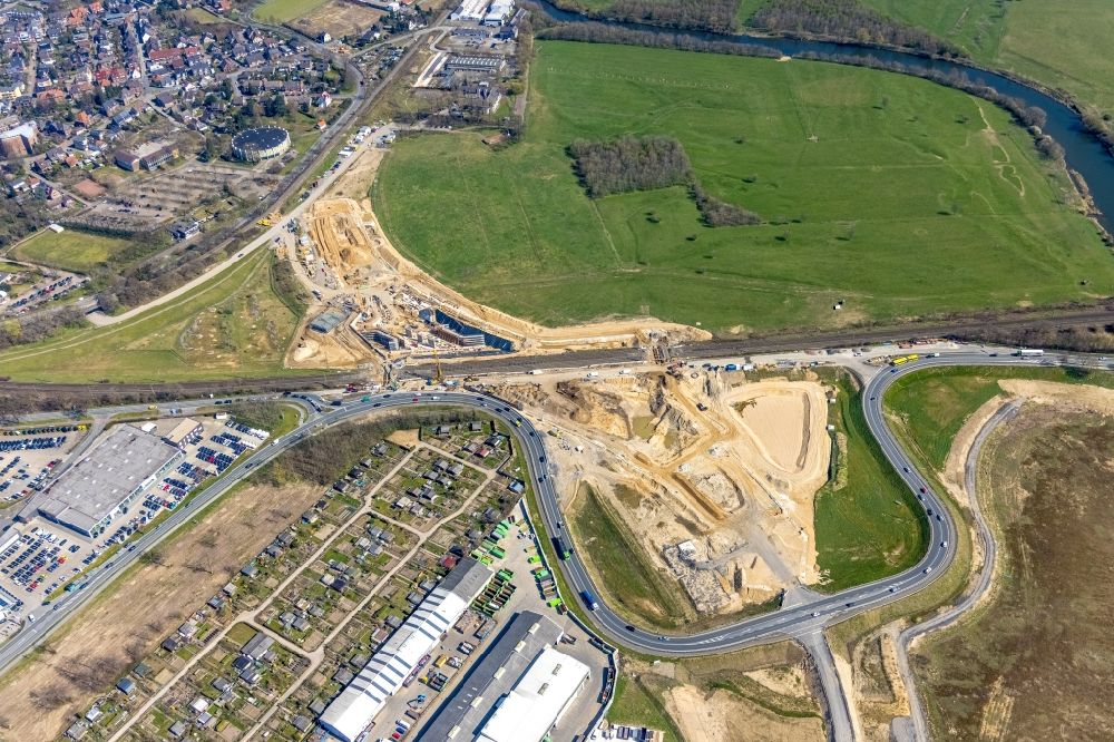 Aerial image Wesel - Construction of the South bypass road in in Wesel at Ruhrgebiet in the state North Rhine-Westphalia, Germany