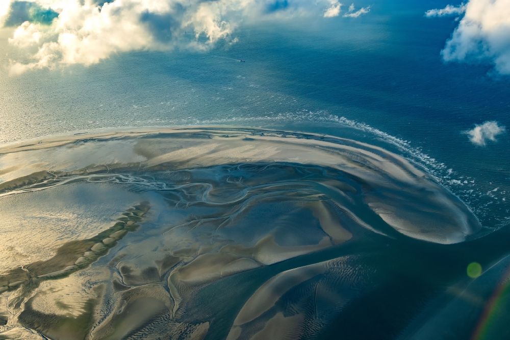Nigehörn from the bird's eye view: Outer reef in the Wadden Sea of a??a??the North Sea coast near Cuxhaven in the state of Lower Saxony