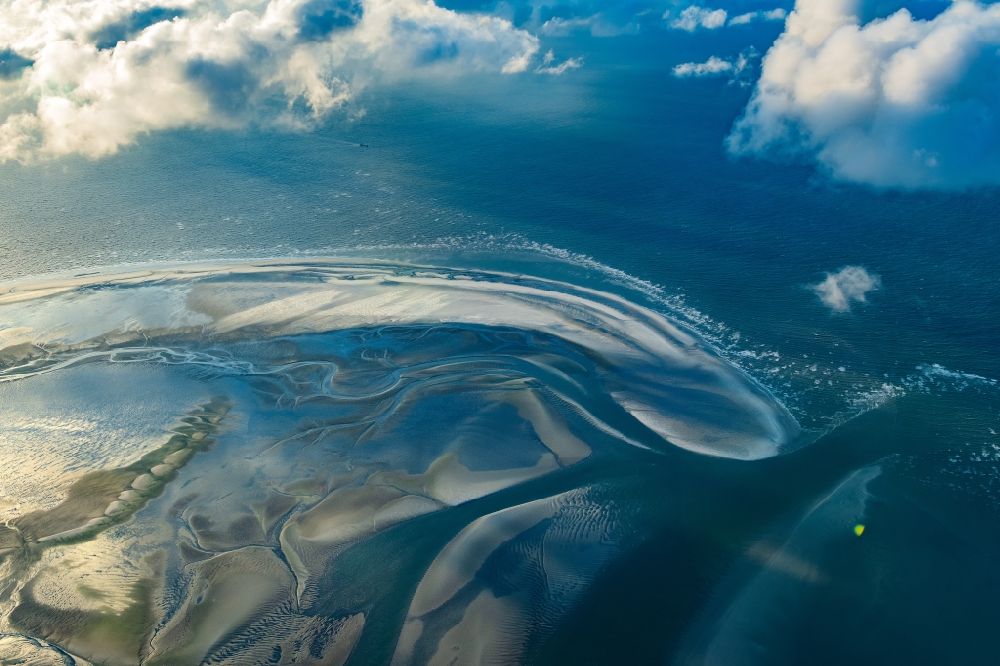 Aerial photograph Nigehörn - Outer reef in the Wadden Sea of a??a??the North Sea coast near Cuxhaven in the state of Lower Saxony