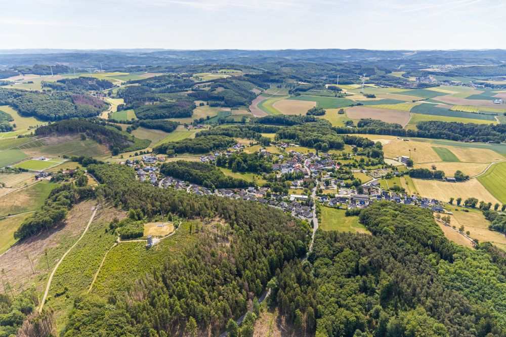 Aerial image Eisborn - Structure of the observation tower Ebberg in Eisborn in the state North Rhine-Westphalia, Germany