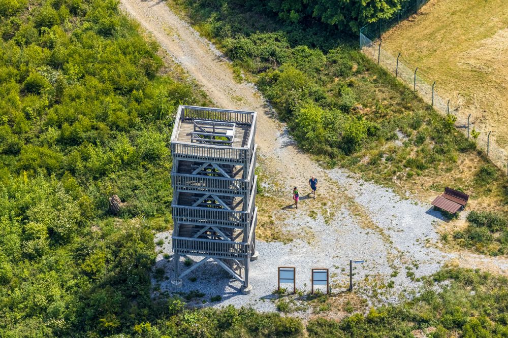 Eisborn from above - Structure of the observation tower Ebberg in Eisborn in the state North Rhine-Westphalia, Germany
