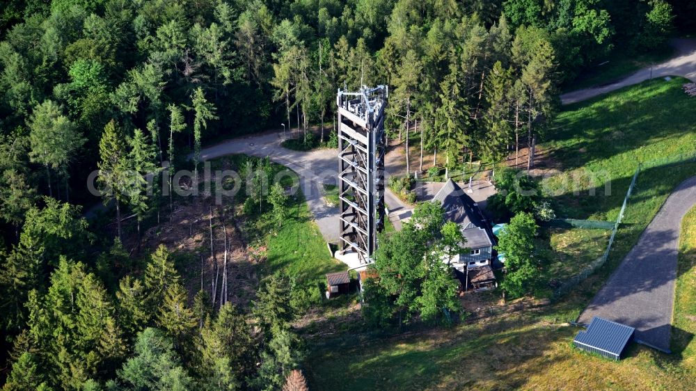 Aerial image Nümbrecht - Lookout tower Auf dem Lindchen in Nuembrecht in the state North Rhine-Westphalia, Germany