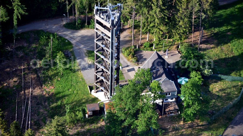 Aerial photograph Nümbrecht - Lookout tower Auf dem Lindchen in Nuembrecht in the state North Rhine-Westphalia, Germany
