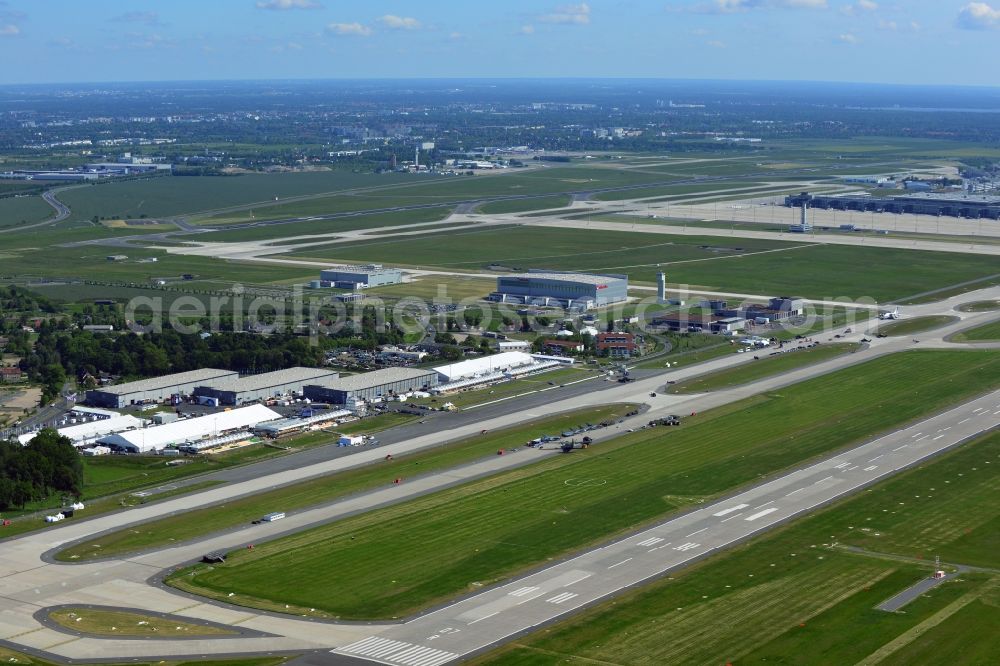 Aerial image Schönefeld Selchow - View of the exhibition grounds of the International Air Show ILA 2014 on the grounds of the airport Berlin-Schoenefeld-Selchow before the opening