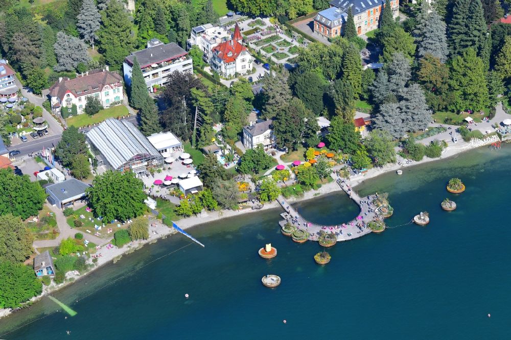 Aerial photograph Überlingen - Exhibition grounds of the State Garden Show ( Landesgartenschau ) with Swimming Gardens at the shore of Lake Constance in Ueberlingen in the state Baden-Wuerttemberg, Germany