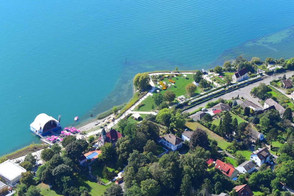 Überlingen from the bird's eye view: Exhibition grounds of the State Garden Show ( Landesgartenschau ) at the shore of Lake Constance in Ueberlingen in the state Baden-Wuerttemberg, Germany