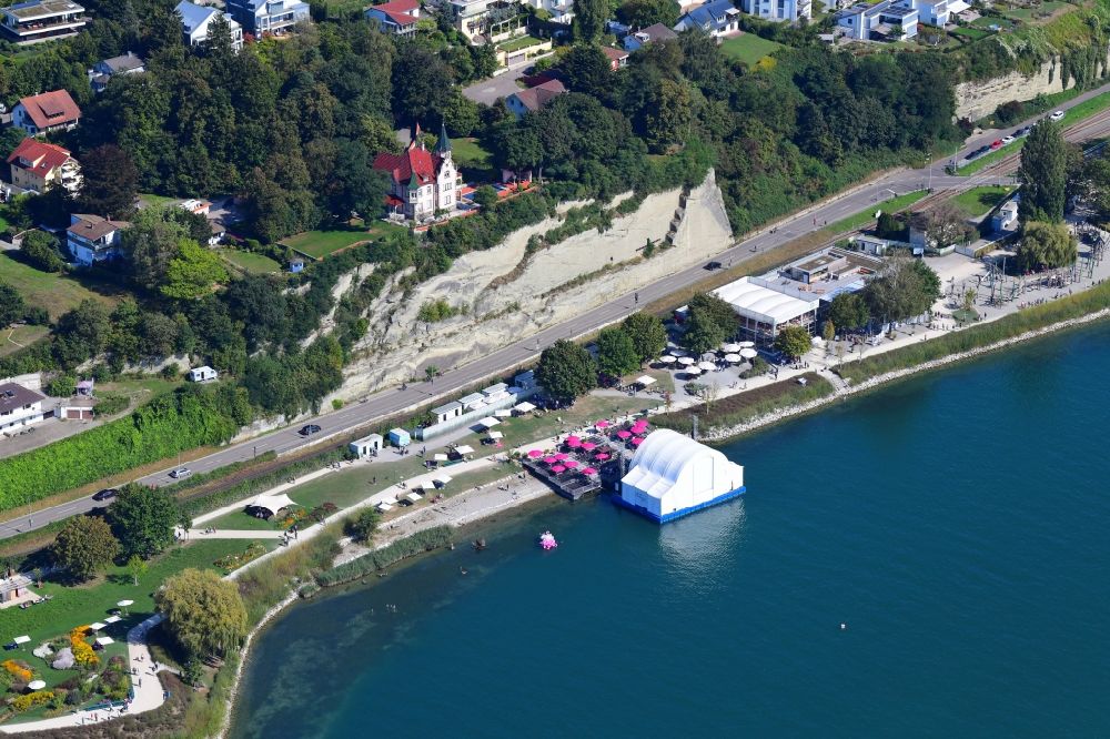 Aerial image Überlingen - Exhibition grounds of the State Garden Show ( Landesgartenschau ) at the shore of Lake Constance in Ueberlingen in the state Baden-Wuerttemberg, Germany