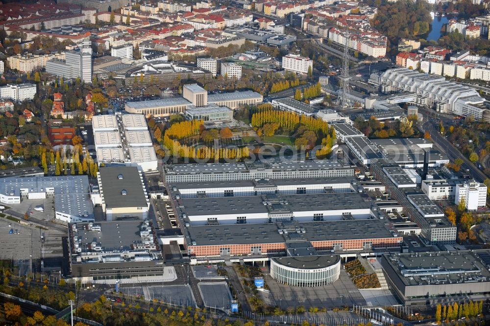 Aerial photograph Berlin - Exhibition grounds and exhibition halls on Funkturm - Messedamm - Kongresszentrum ICC in the district Charlottenburg in Berlin, Germany