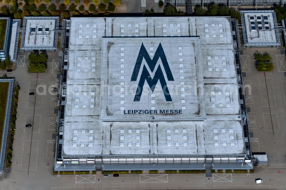 Aerial photograph Leipzig - Exhibition grounds and exhibition halls of the LMI - Leipziger Messe International GmbH on Messe-Allee in the district Nord in Leipzig in the state Saxony, Germany