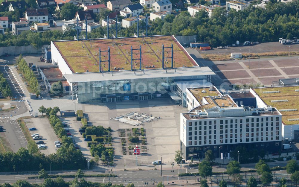 Erfurt from above - Exhibition grounds and exhibition halls of the Messe Erfurt in the district Hochheim in Erfurt in the state Thuringia, Germany