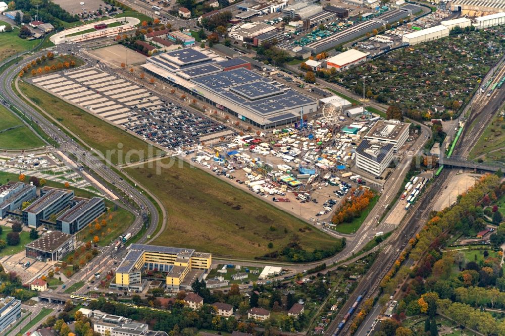 Aerial image Freiburg im Breisgau - Exhibition grounds and exhibition halls of the Messe Freiburg in Freiburg im Breisgau in the state Baden-Wurttemberg, Germany