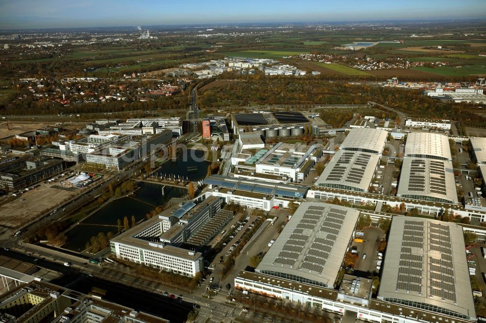 München from the bird's eye view: Exhibition grounds and exhibition halls of the Messe Muenchen in Munich in the state Bavaria