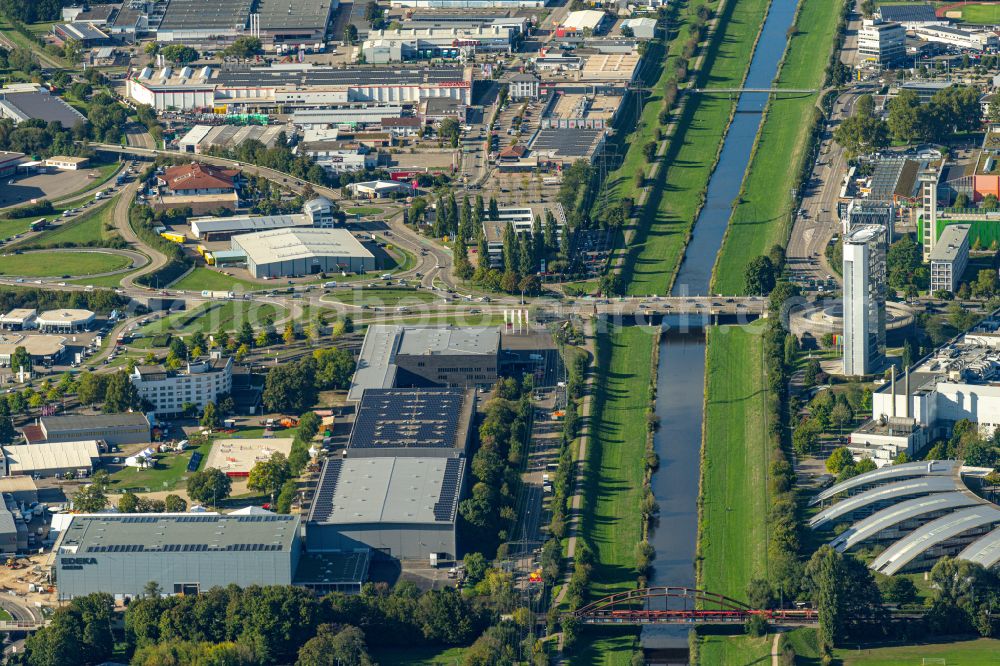 Aerial image Offenburg - Exhibition grounds and exhibition halls of the Oberrhein Messe in Offenburg in the state Baden-Wurttemberg, Germany