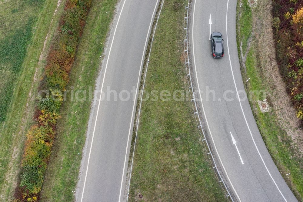 Herrenberg from above - Routing and traffic lanes during the highway exit and access the motorway A 81 in Herrenberg in the state Baden-Wuerttemberg