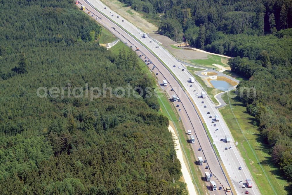 Aerial photograph Gersthofen - Highway construction site for the expansion and extension of track along the route of A8 in Gersthofen in the state Bavaria