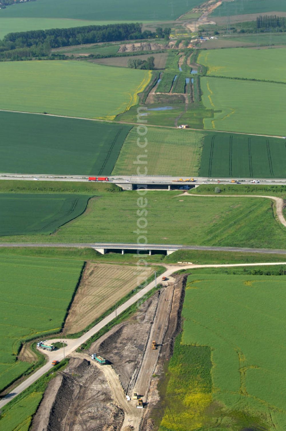 Aerial photograph Knapendorf OT Dörstewitz - Motorway construction site near by the junction Bad Lauchstädt in Saxony-Anhalt