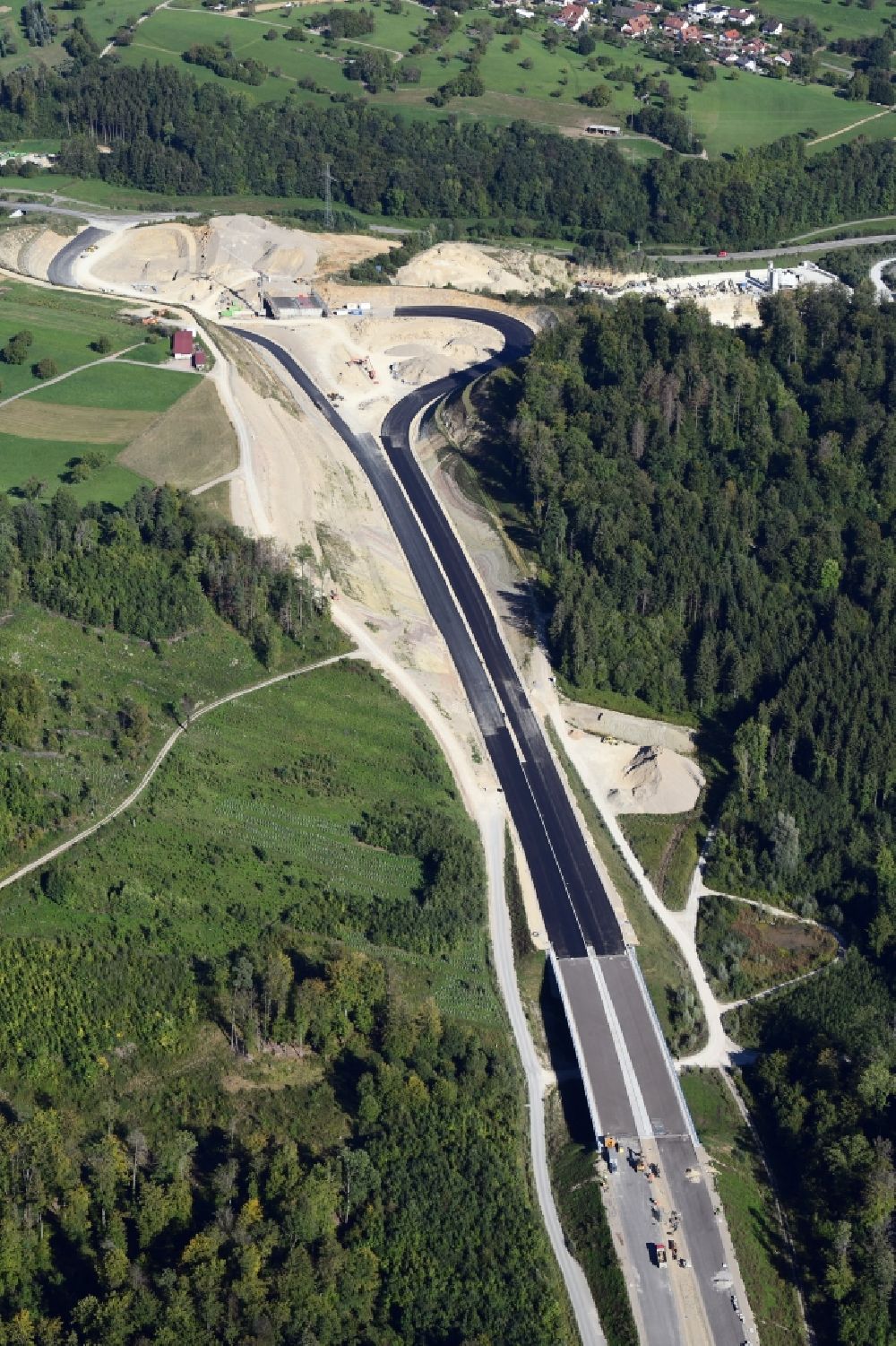 Aerial photograph Rheinfelden (Baden) - Highway- construction site with earthworks along the route of the highway A98 at the junction Rheinfelden-East in Rheinfelden (Baden) in the state Baden-Wurttemberg, Germany
