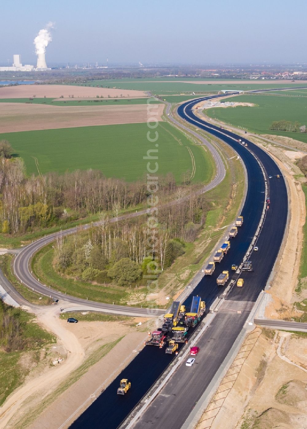Aerial photograph Espenhain - Motorway- Construction site with earthworks along the route and of the route of the highway of BAB A72 in Espenhain in the state Saxony, Germany