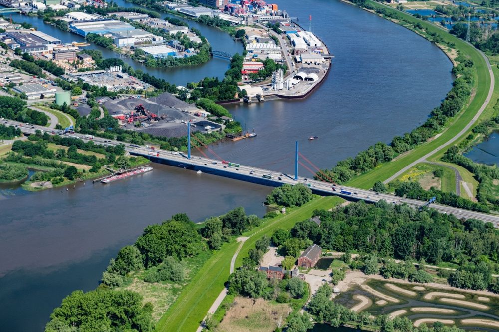 Aerial photograph Hamburg - Highway bridge A1 Moorfleet in Hamburg, Germany