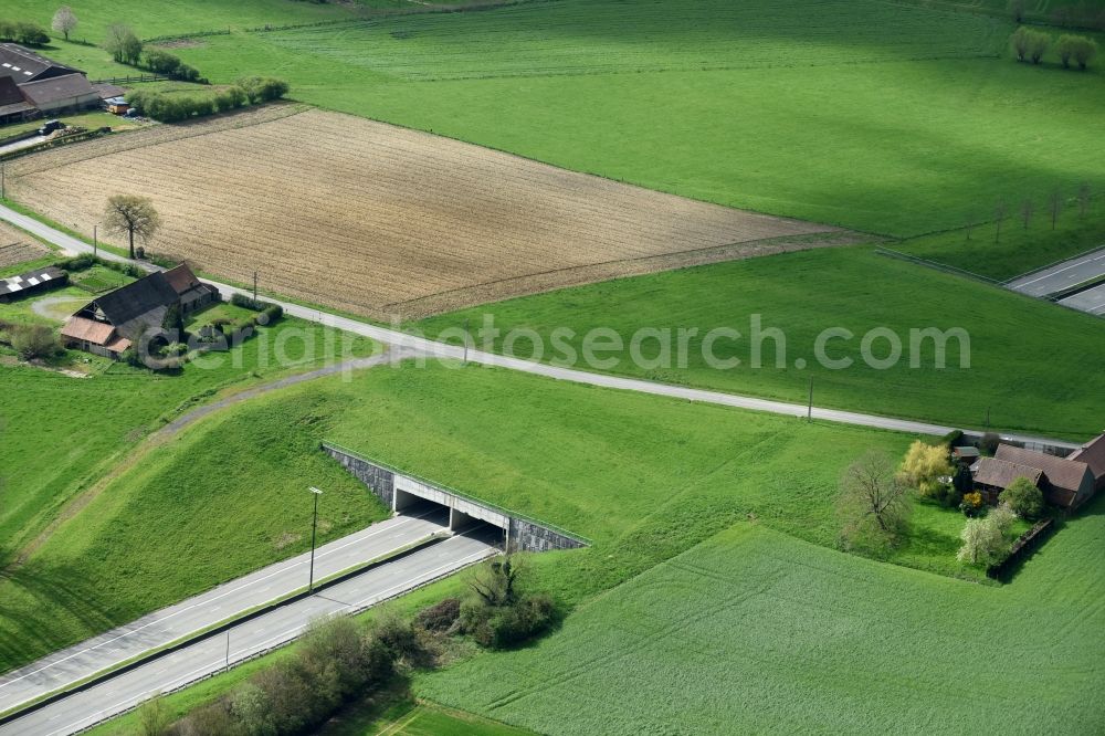 Ath from above - Highway bridge structure applied as a wildlife crossing bridge Wild - Wild swap the A 8 in Ath in Region wallonne, Belgium