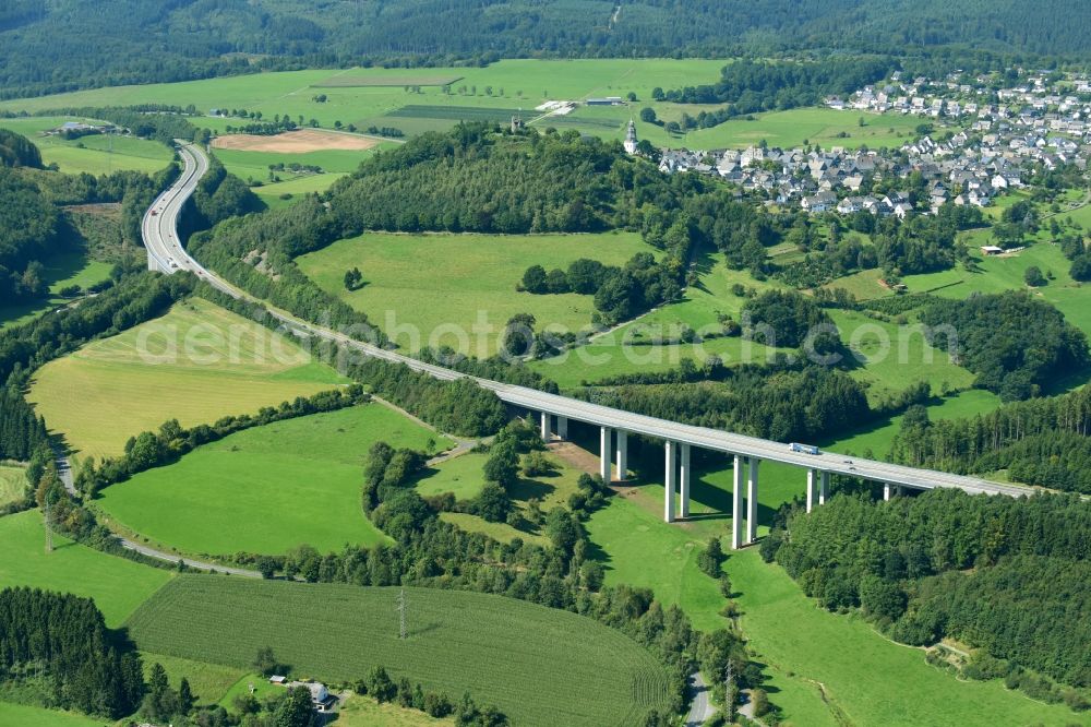 Aerial photograph Meschede - Highway bridge viaduct of the A46 motorway at Enste in Meschede in the State of North Rhine-Westphalia