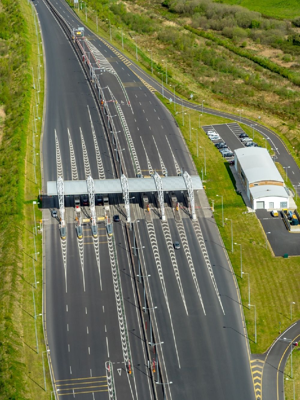Aerial photograph Limerick - Highway toll station and paying agent of the N18 before Shannon Tunnel in Limerick, Ireland