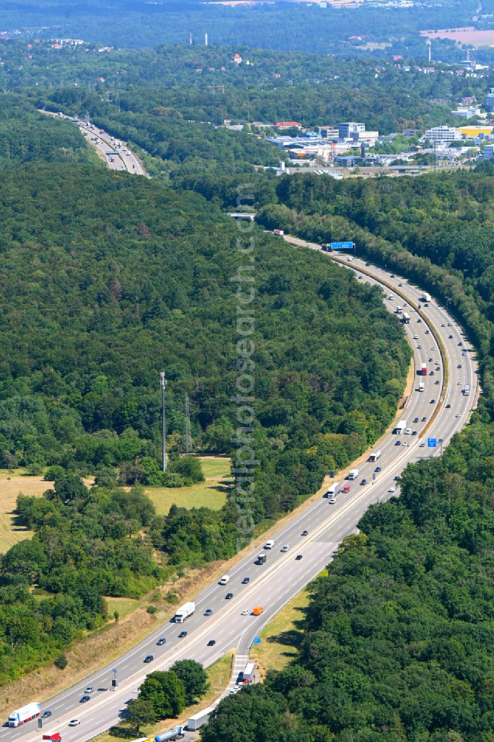Aerial photograph Pforzheim - Highway route BAB A8 in in Pforzheim in the state Baden-Wuerttemberg, Germany