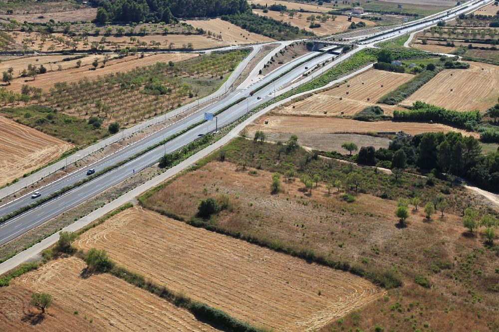 Inca from the bird's eye view: Highway route MA-13 at Inca in Mallorca in Balearic Islands, Spain