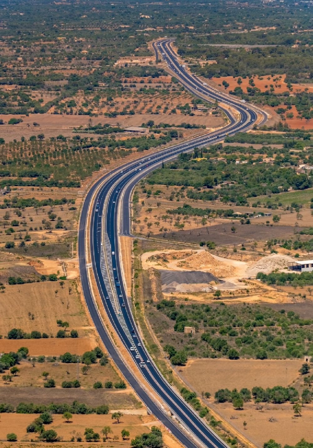 Aerial image Campos - Highway route Ma-19 in in Campos in Islas Baleares, Spain