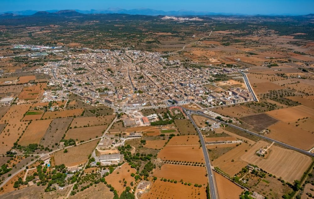 Aerial image Campos - Highway route Ma-19 in in Campos in Islas Baleares, Spain