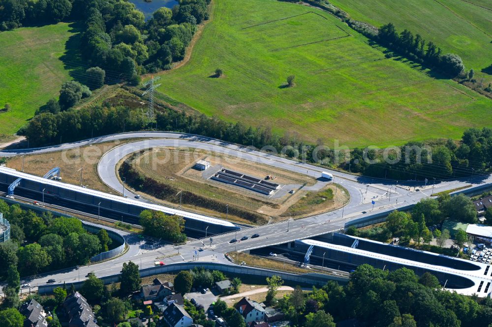 Aerial photograph Hamburg - Route in the course of the motorway tunnel construction of the BAB A 7 Hamburger Deckel in the district Schnelsen in Hamburg, Germany
