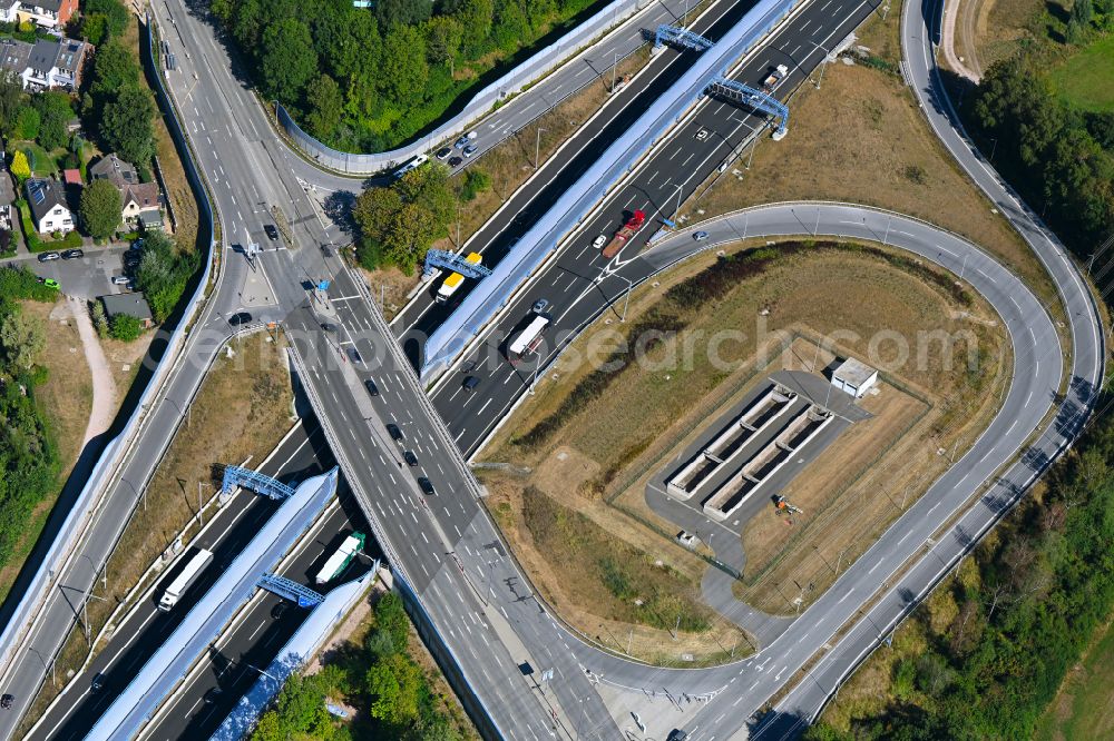 Aerial photograph Hamburg - Route in the course of the motorway tunnel construction of the BAB A 7 Hamburger Deckel in the district Schnelsen in Hamburg, Germany