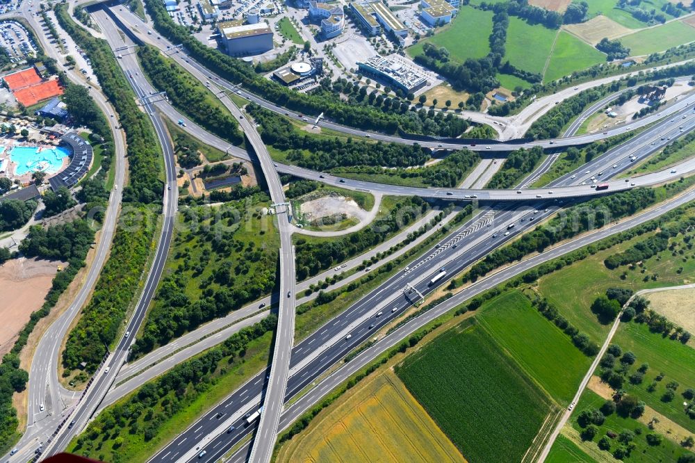 Leonberg from the bird's eye view: Highway triangle the federal motorway A 81 in Leonberg in the state Baden-Wuerttemberg, Germany